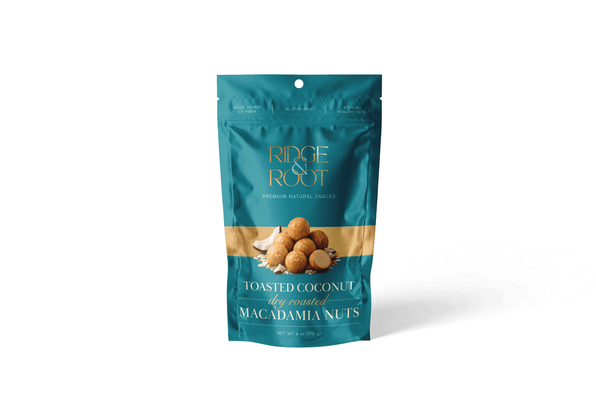 Toasted Coconut dry roasted macadamia nuts pouch